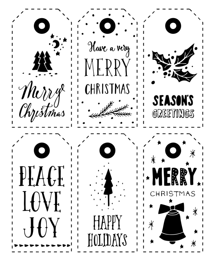 10 Best Black And White Printable Christmas Gift Tags PDF For Free At 