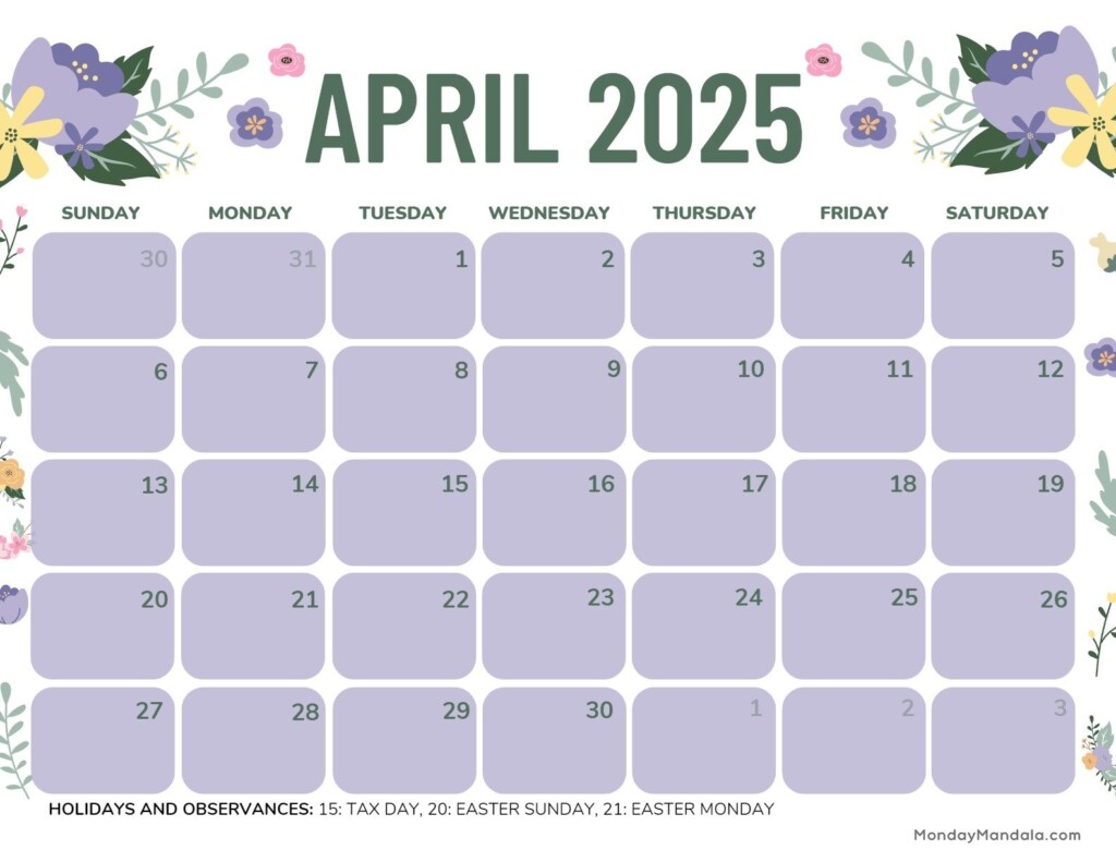 2025 April Calendar Printable Free Pdf Printable Finest Magnificent 