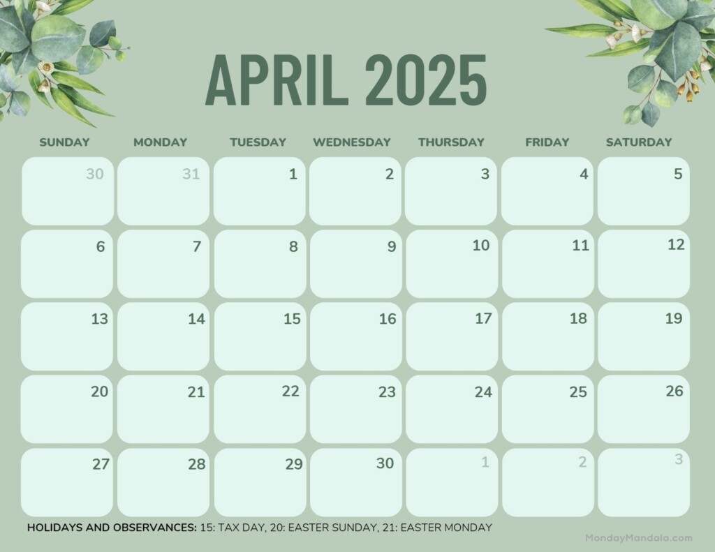 2025 April Calendar Printable Free Printable Stickers Nerti Kaylee