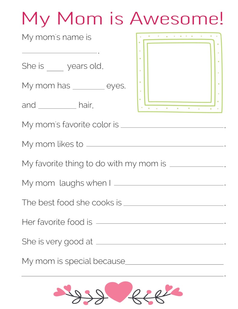 3 Free quot All About My Mom quot Printables