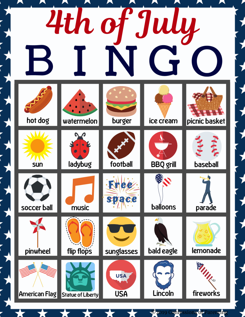 4th Of July Bingo Cards Free Printable Bingo Game 