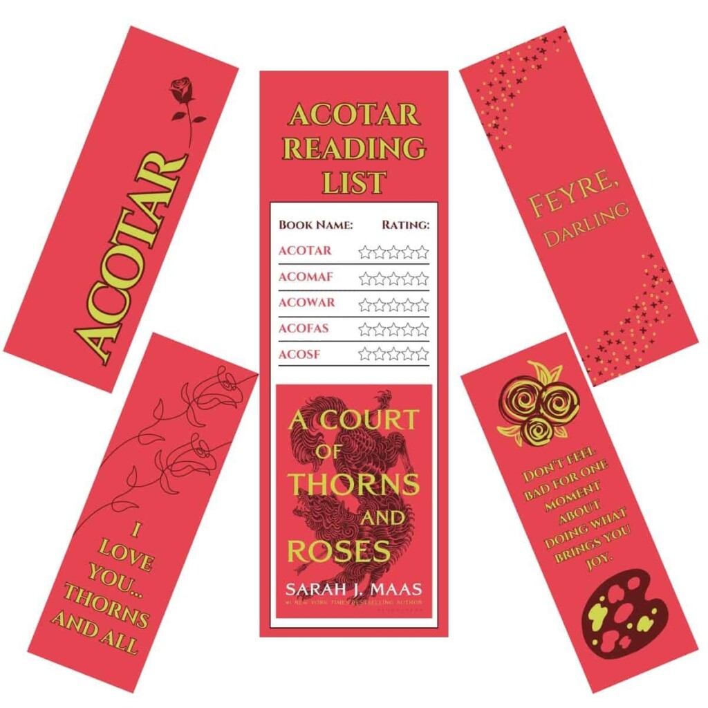 5 Free Printable ACOTAR Bookmarks For Adults PDFs 