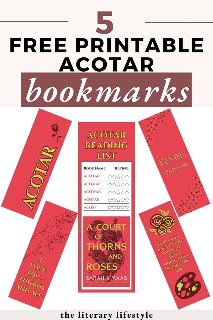 5 Free Printable ACOTAR Bookmarks For Adults PDFs Free Printable
