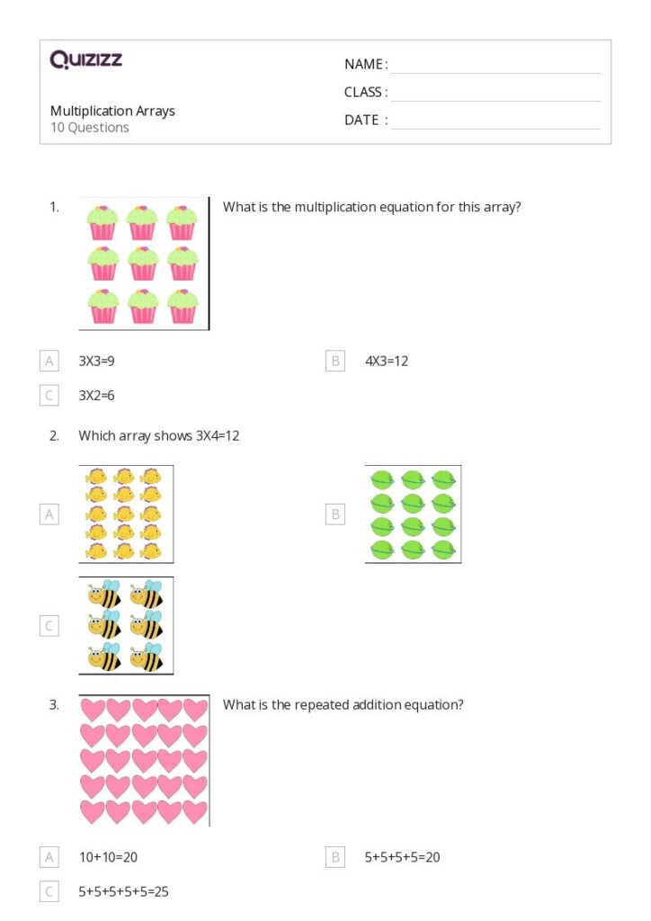 50 Multiplication With Arrays Worksheets For 4th Class On Quizizz 
