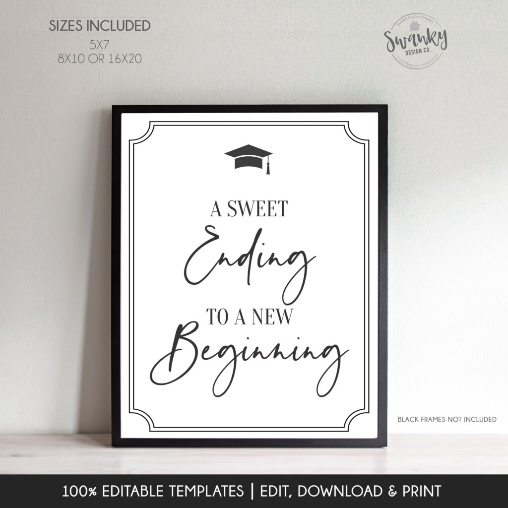 A Sweet Ending To A New Beginning Graduation Free Printable Dev 