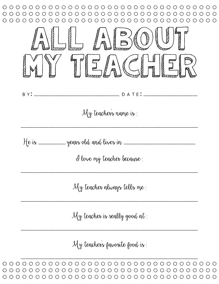 About My Teacher Free Printable Free Templates Printable