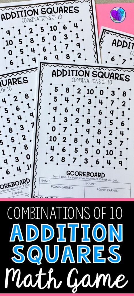 Addition Squares Game Printable Printable Word Searches