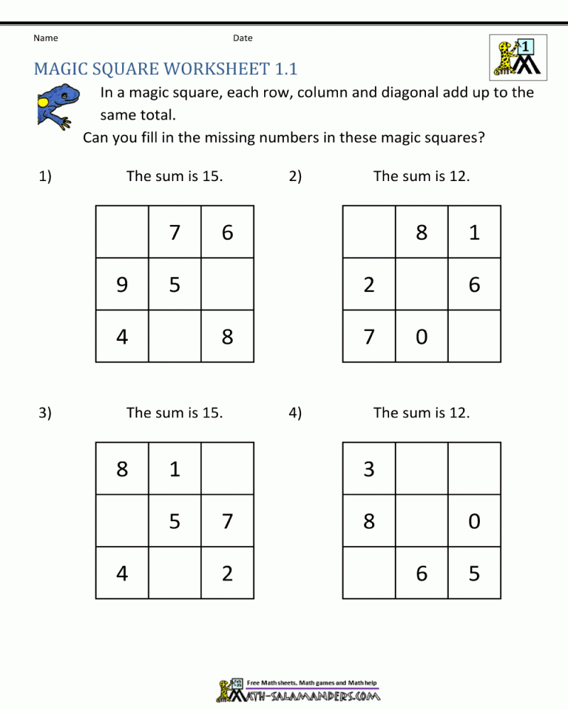 Addition Squares Game Printable