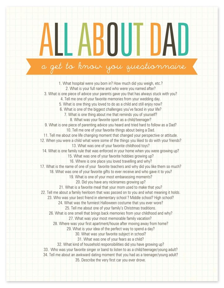 All About Dad Questionnaire Free Printable Artofit