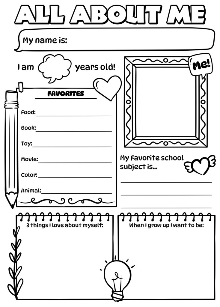 All About Me Book Printable All About Me Printable Book Templates My 