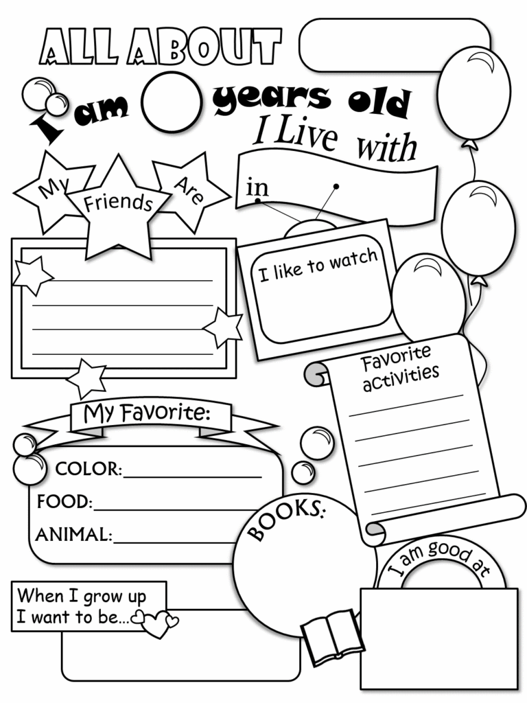 All About Me Free Printable Free Printable