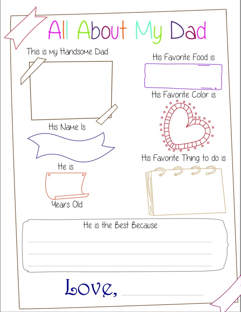 All About My Dad Free Printable Book Printable Word Searches