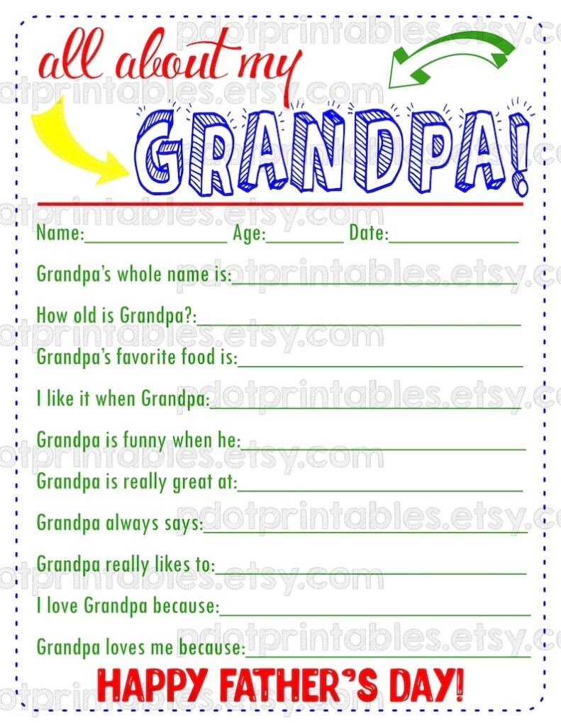 All About My Grandpa Printable