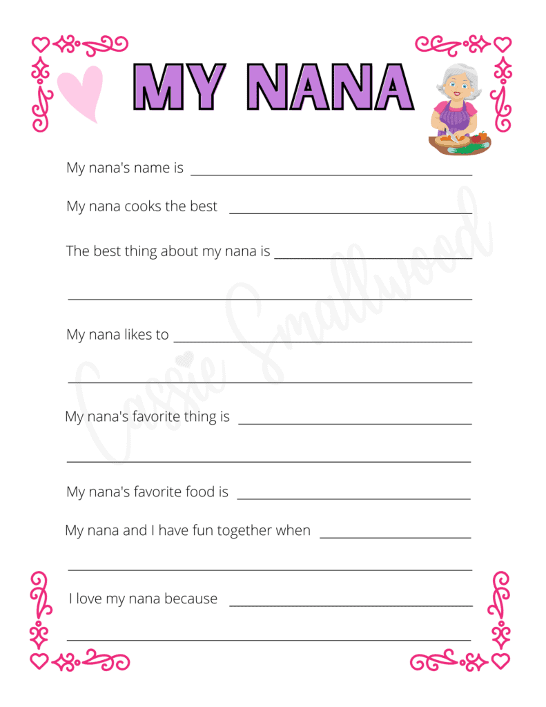 All About My Nana Free Printable Free Printables Hub