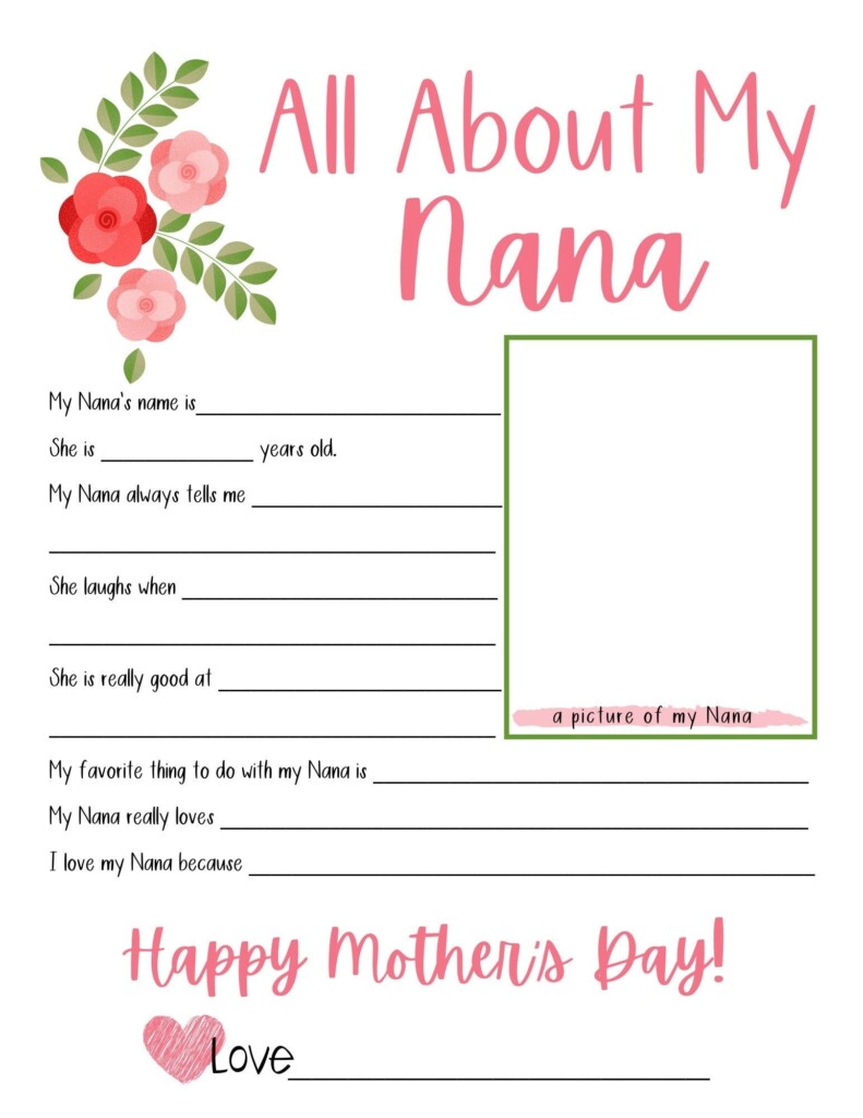 All About My Nana Free Printable Printable Word Searches