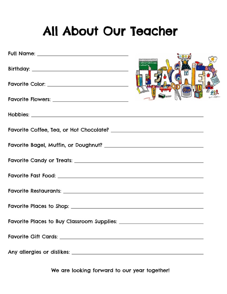 All About My Teacher Questionnaire Free Printable Vrogue co