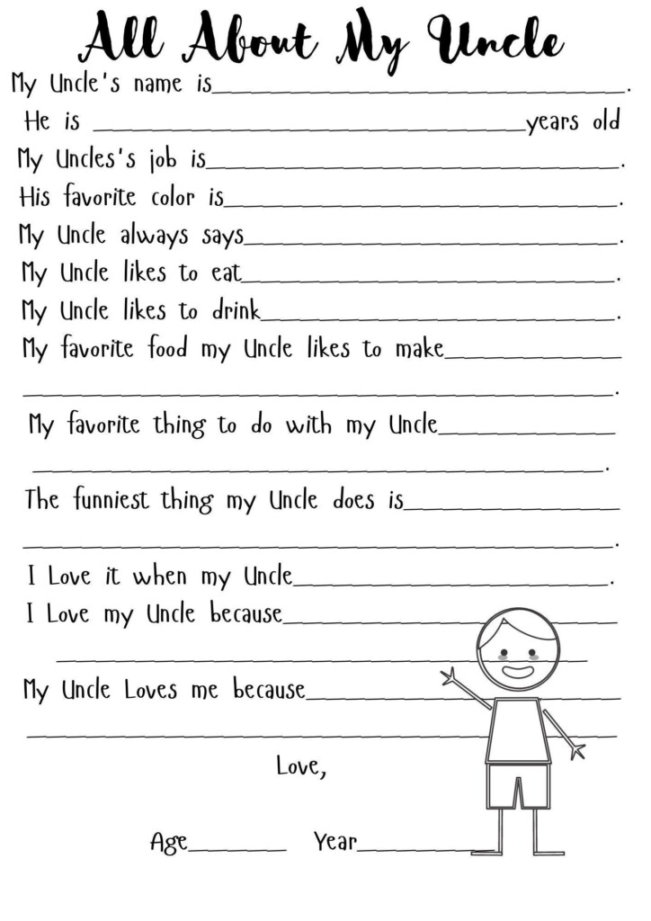 All About My Uncle Printable Uncle Birthday Uncle Printable Uncle 