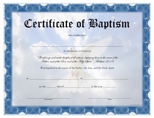 Baptism Certificate Free Printable