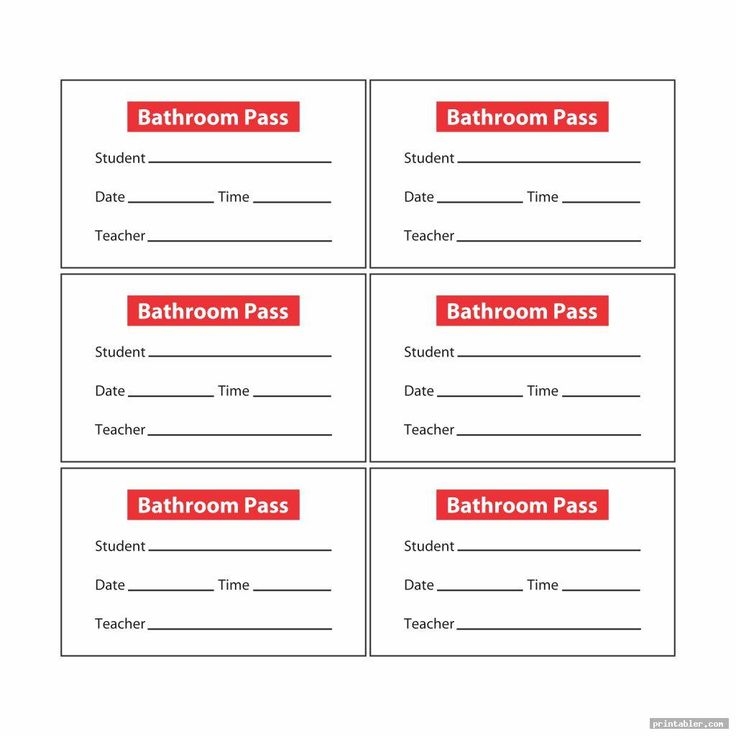 Bathroom Pass Template Free Printable Templates Free