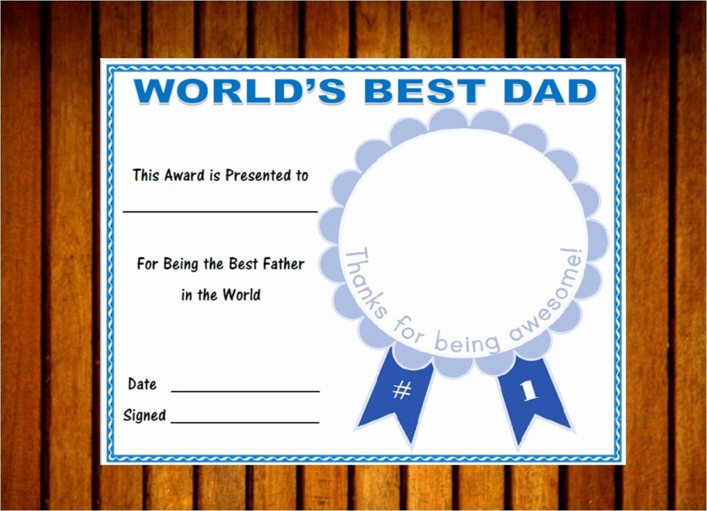 Best Dad Certificate Free Printable