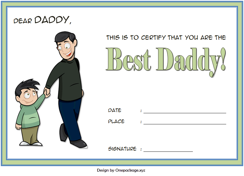 Best Dad Certificate Free Printable