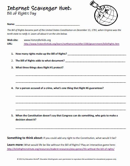 Bill Of Rights Worksheet Fresh Printables Bill Rights Worksheets 