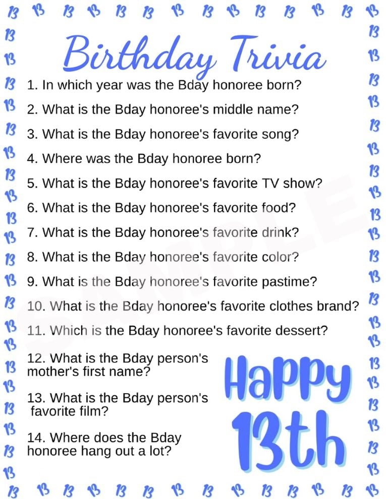 Birthday Party Games For 13 Year Olds Free Printable 51 OFF