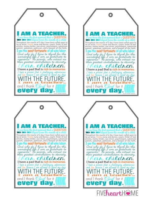 Black And White Teacher Appreciation Gift Tags Free Printables