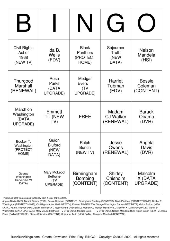 Black History Month Bingo Free Printable Printable Word Searches