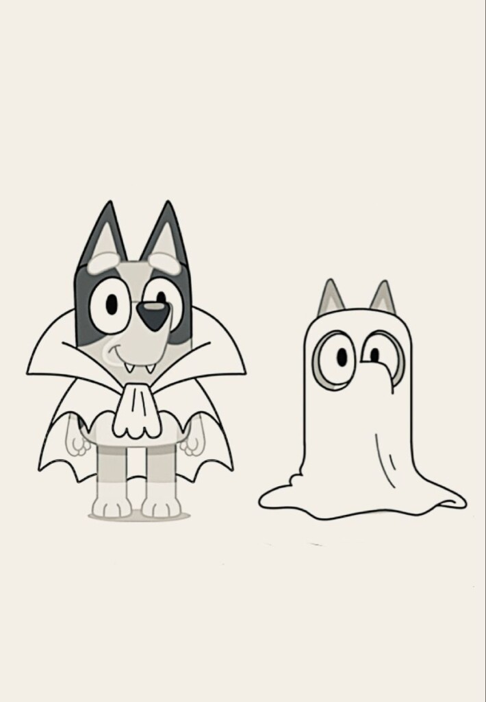 Bluey Halloween Coloring Printable