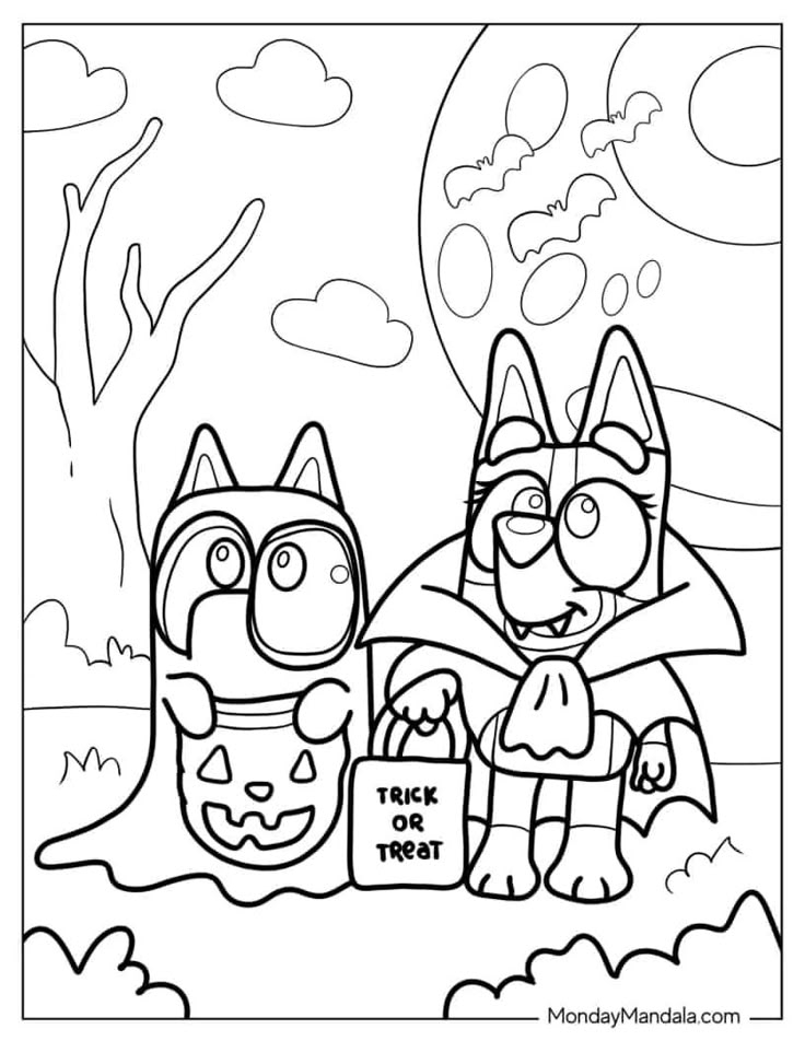 Bluey Halloween Printable Coloring Pages Printable New Year Banners