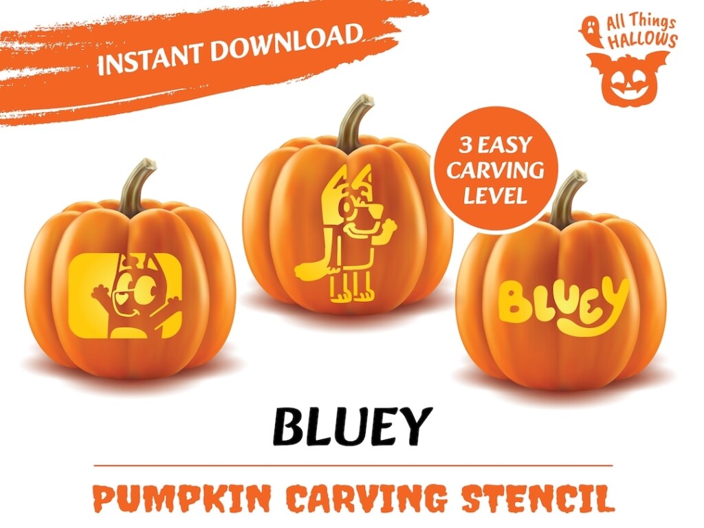 Bluey Pumpkin Stencil Printable Mom Wife Busy Life 