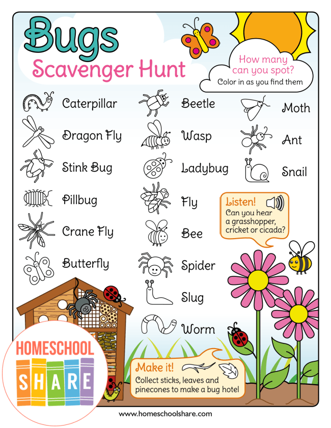 Bug Scavenger Hunt Free Printable