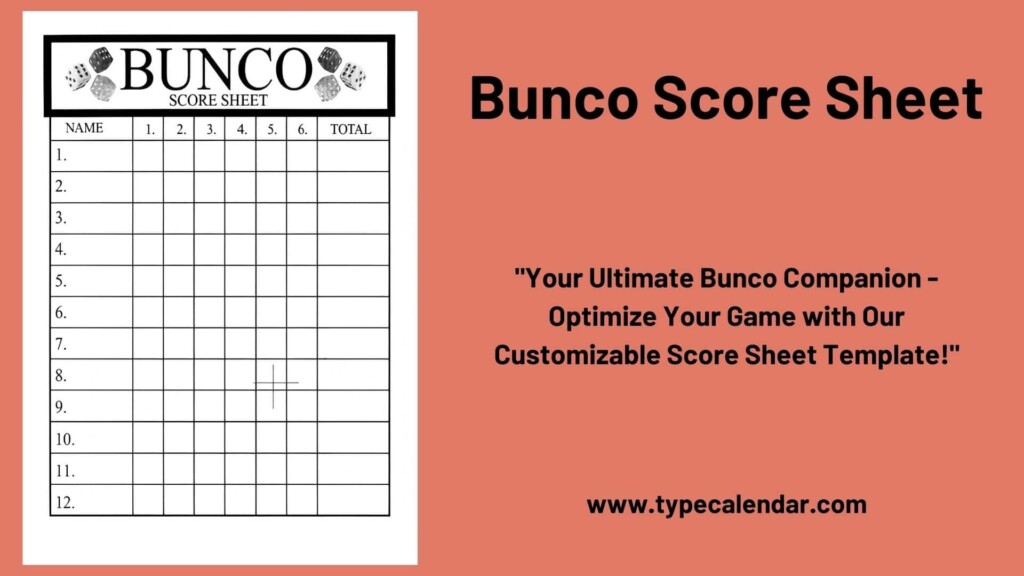 Bunco Game Free Printable Bunco Score Sheets