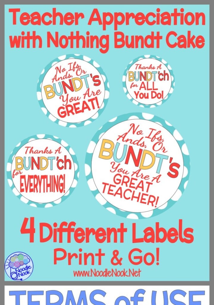 Bundt Cake Teacher Appreciation Printable Printable Word Searches