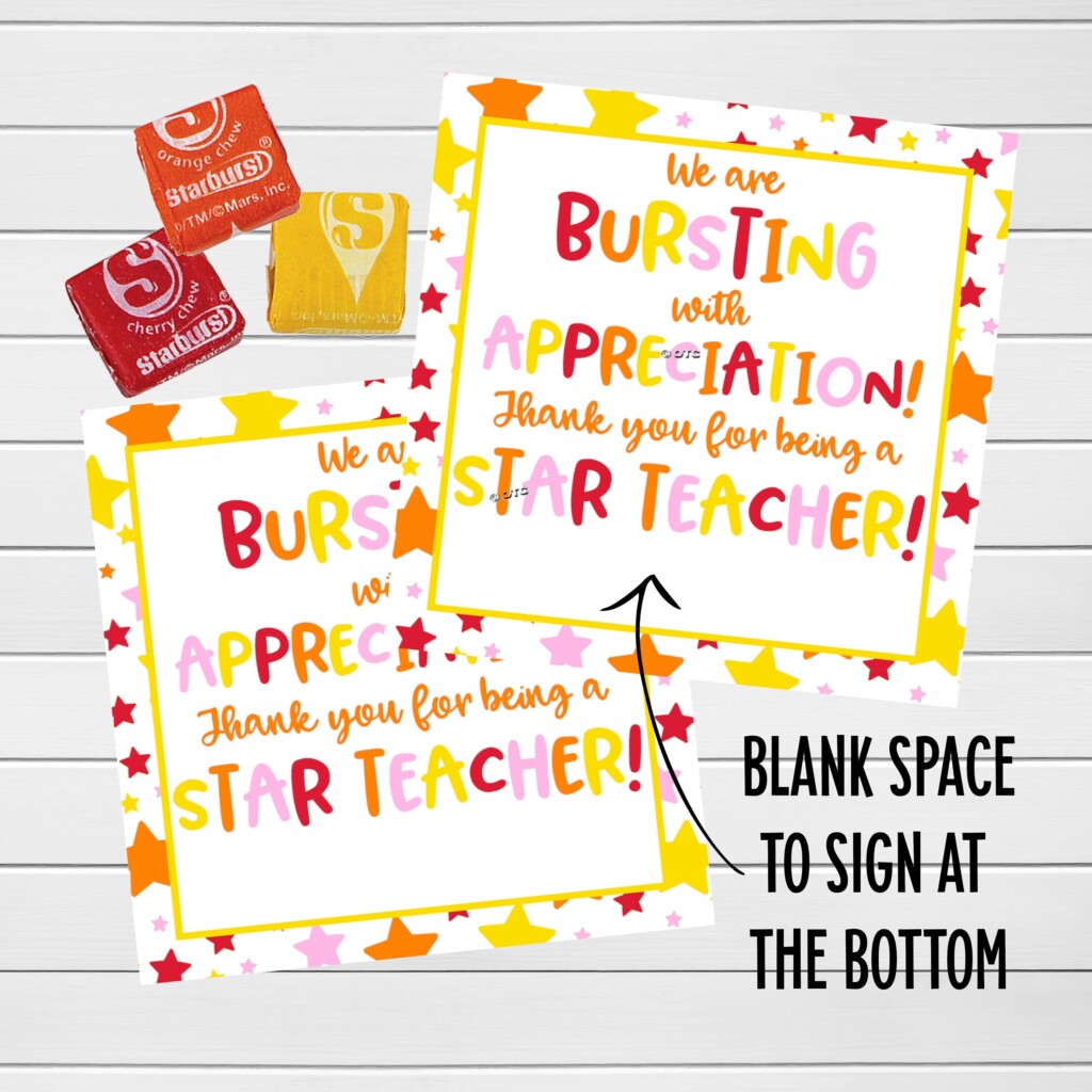 Bursting With Appreciation Free Printable Web Thank You For Being A 