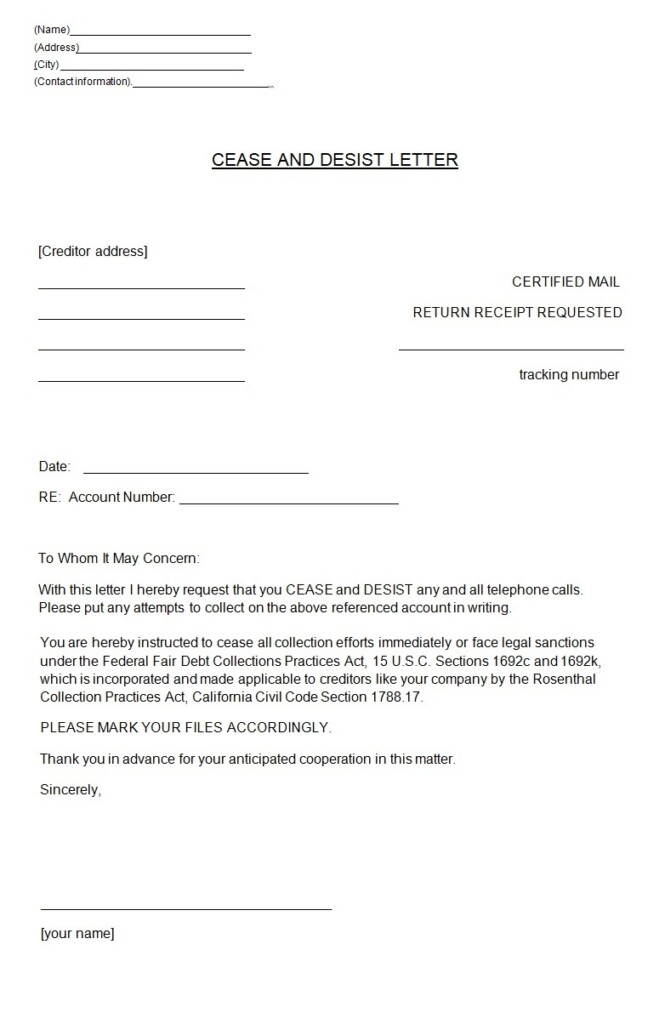 Cease And Desist Letter Template Free Word Templates