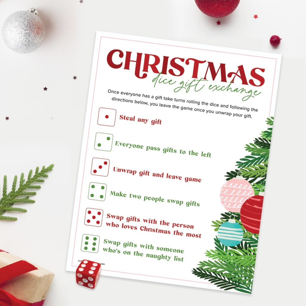 Christmas Dice Game FREE Printable For Gift Exchange Favorite 