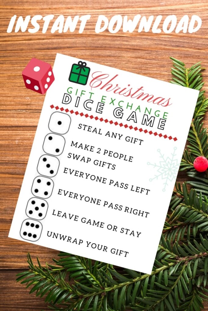Christmas Gift Exchange Dice Game Free Printable Dev onallcylinders