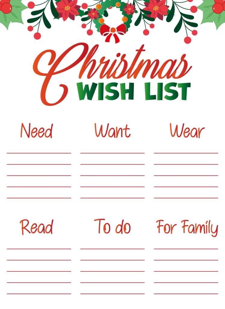 Christmas List Paper 10 Free PDF Printables Printablee