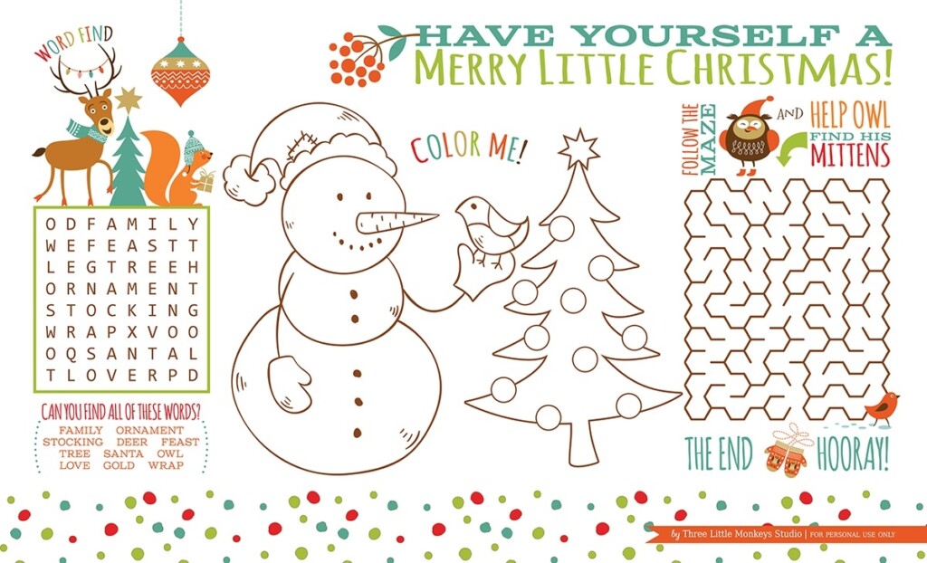 Christmas Placemat Printable Lil 39 Luna Free Printable Christmas 