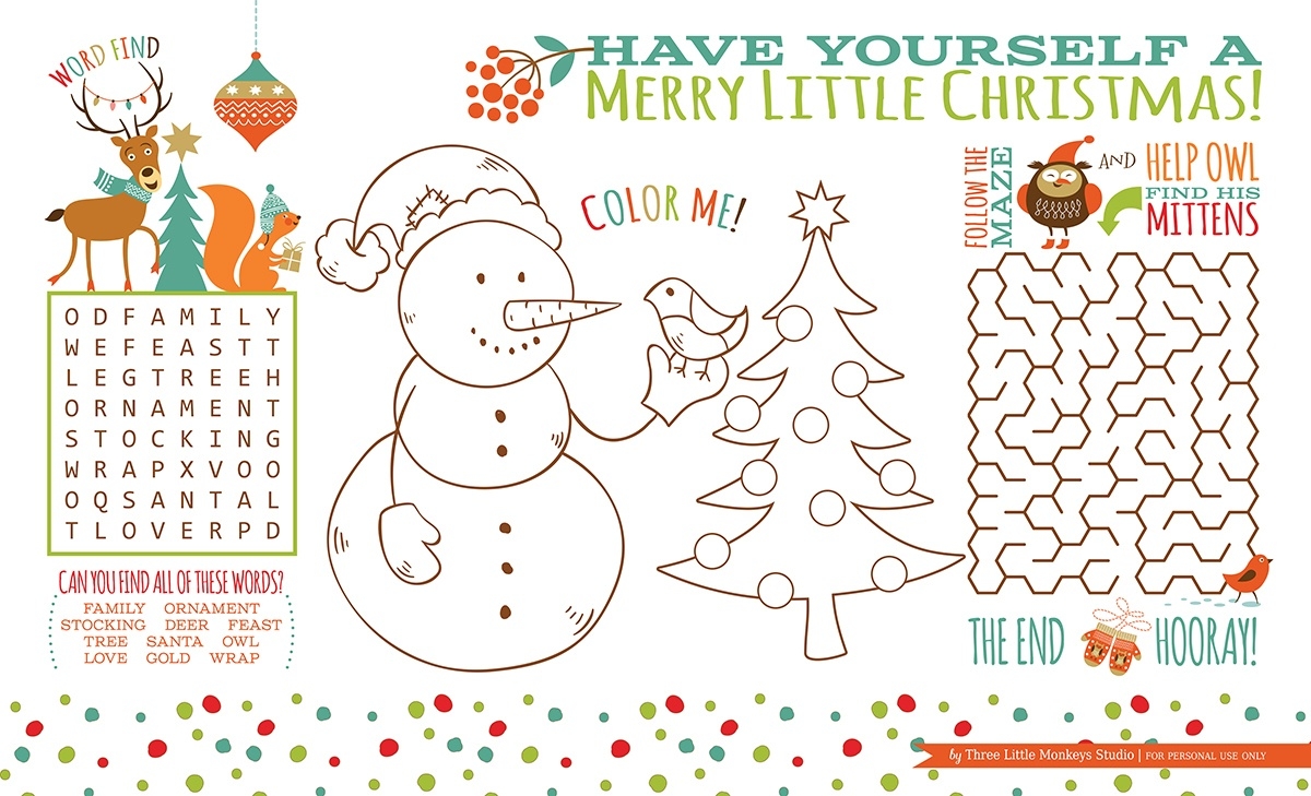 Christmas Placemat Printable Lil 39 Luna Free Printable Christmas