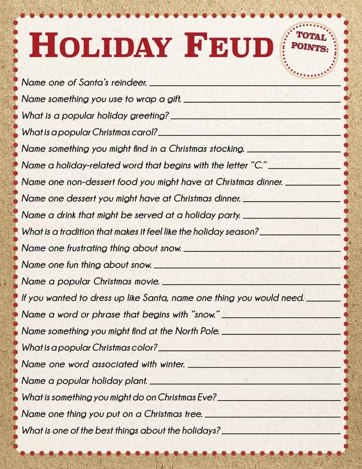 Christmas Printable Free Funny Family Feud Questions And Answers 