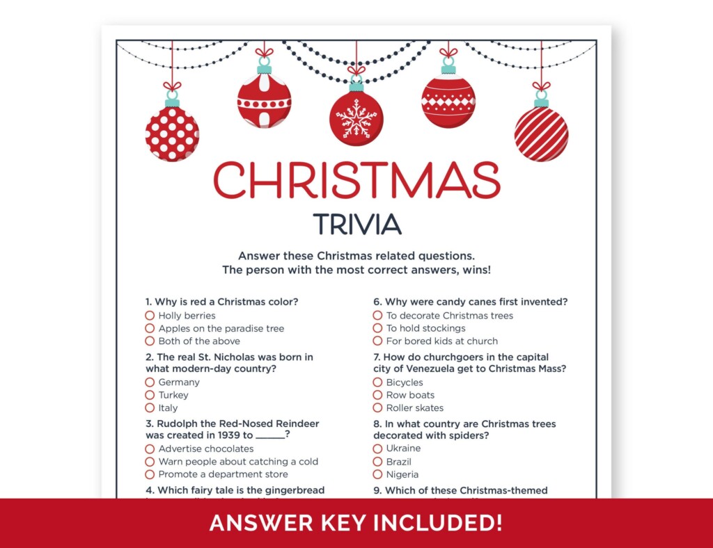 Christmas Trivia Printable With Answers FREE Printable A Z