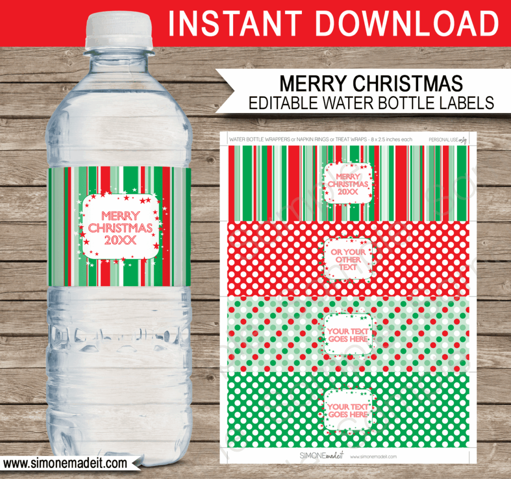 Christmas Water Bottle Labels Free Printable Free Printable