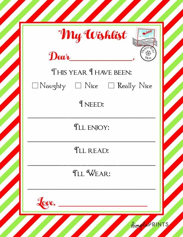 Christmas Wishlist Printable Letter Real Housemoms