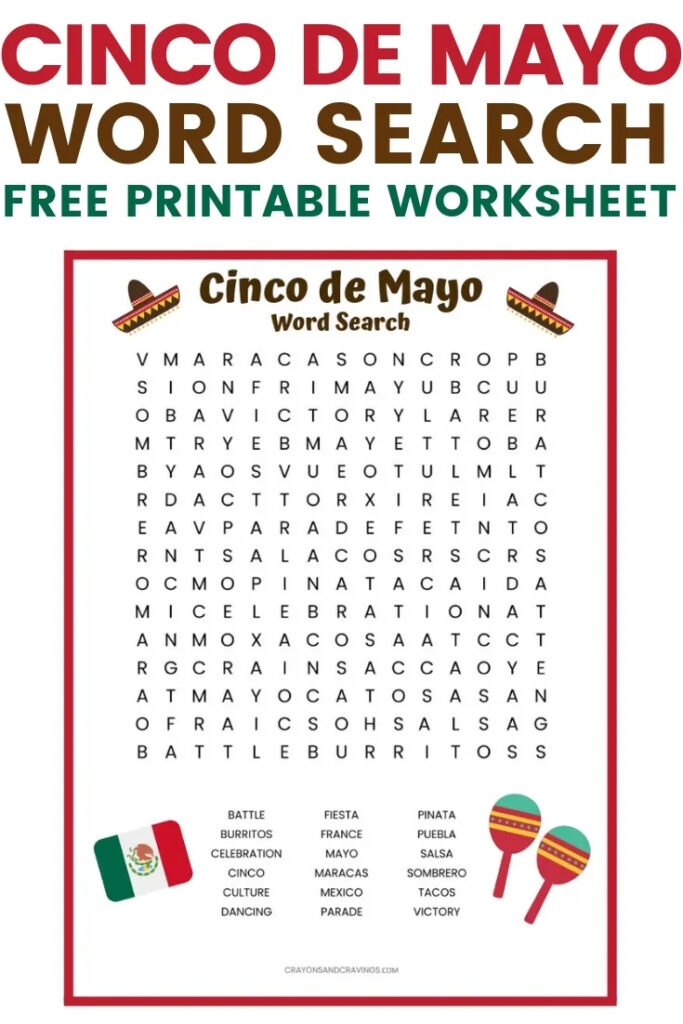 Cinco De Mayo Word Search Free Printable For Kids Printable Word Search