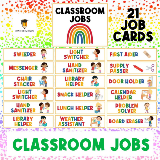 Classroom Jobs Cards Classroom Visual Task Cards Classroom Decor 