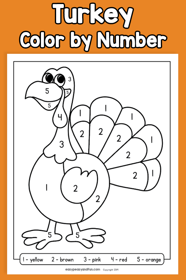 Color By Number Turkey Free Printable Educational Printable Worksheets