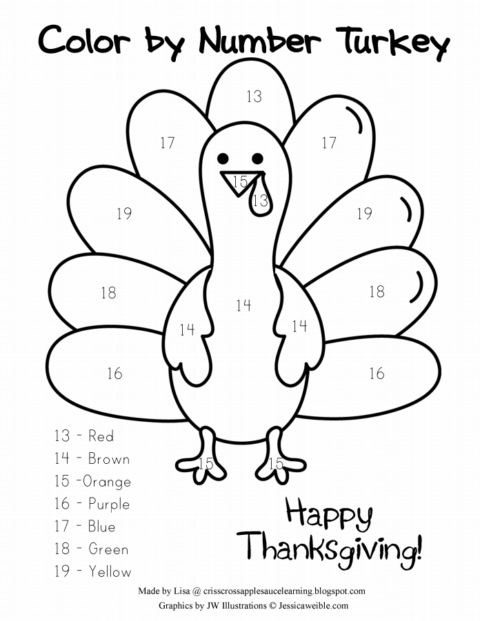 Color By Number Turkey Free Printable